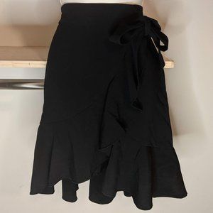 H&M Black Skirt with Side Tie and Ruffles